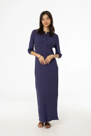 Navy 3/4 Sleeve Maxi Dress Capsule-Wardrobe Style focused