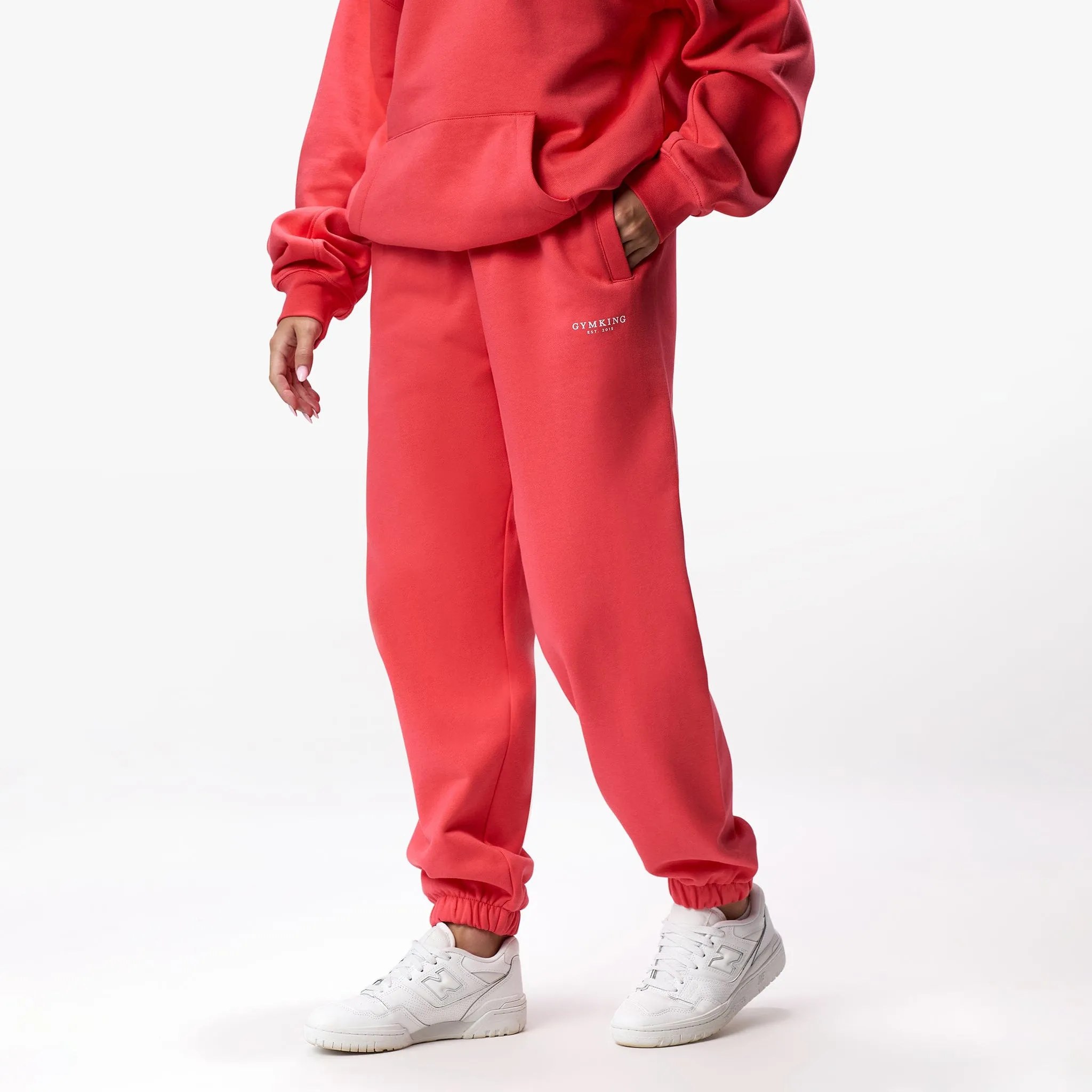 Gym King Established Relaxed Fit Jogger - Coral Red Flexible Ankle Cuffs HypoallergenicMaterial