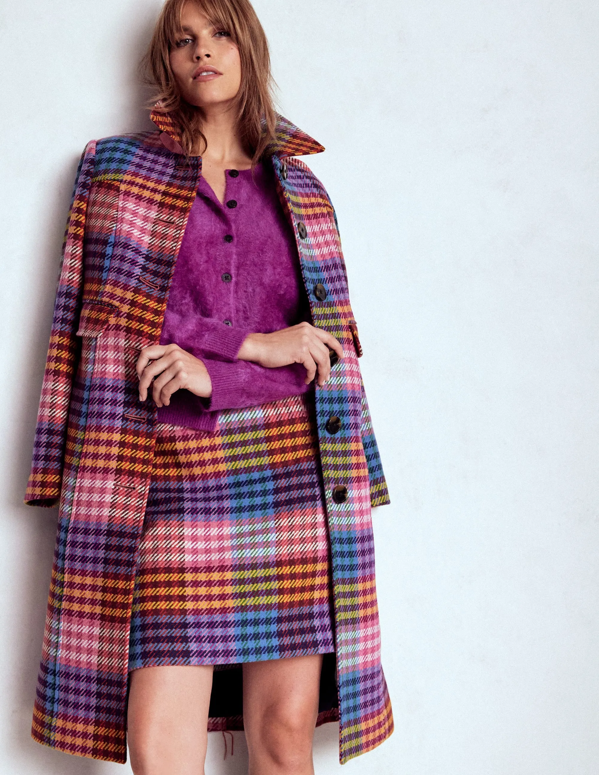 Cozy Vibe Urban Edge Gia Wool Skirt-Rainbow Blanket MultiGingham