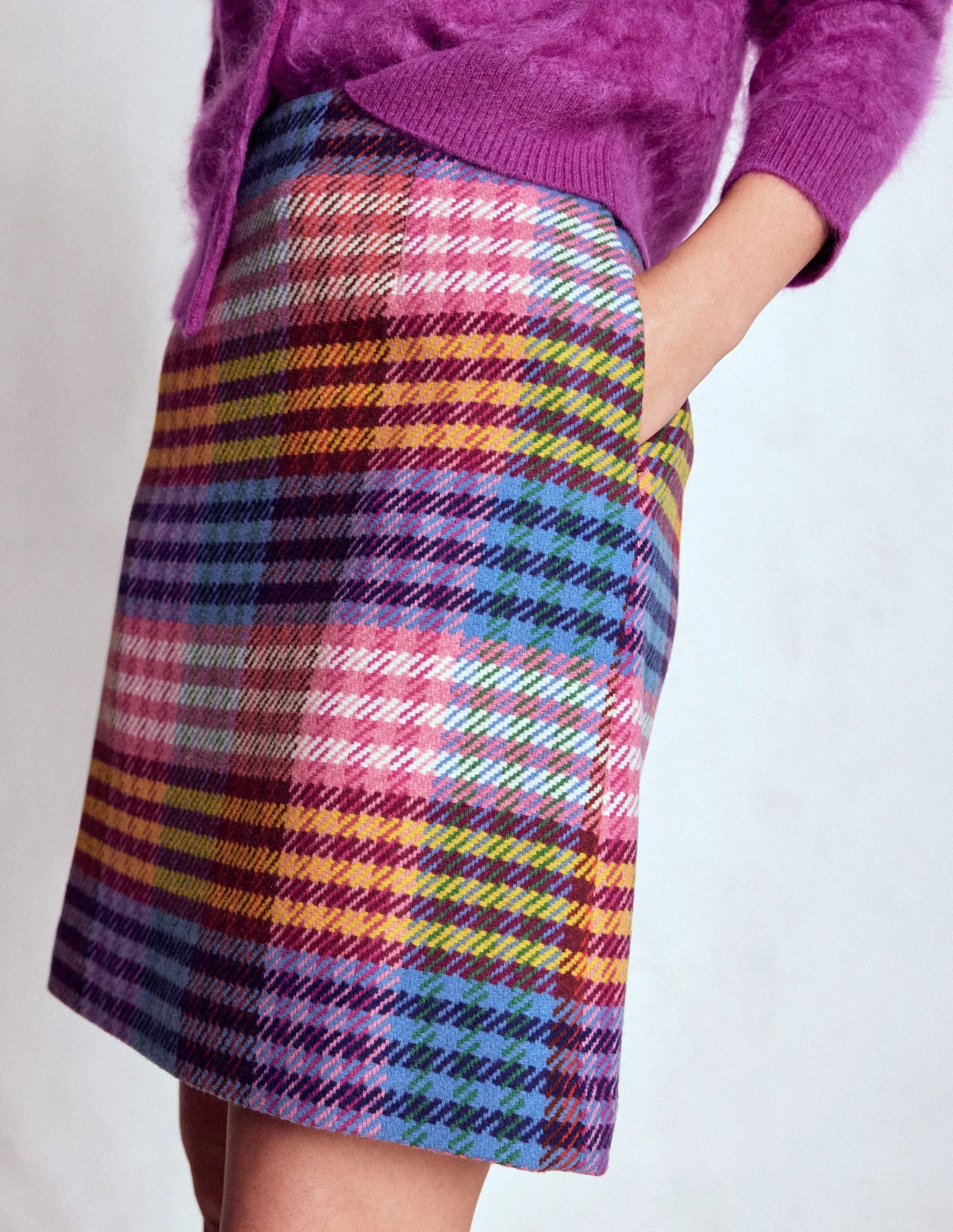 Gia Wool Skirt-Rainbow Blanket MultiGingham Outfit Mood Eco conscious