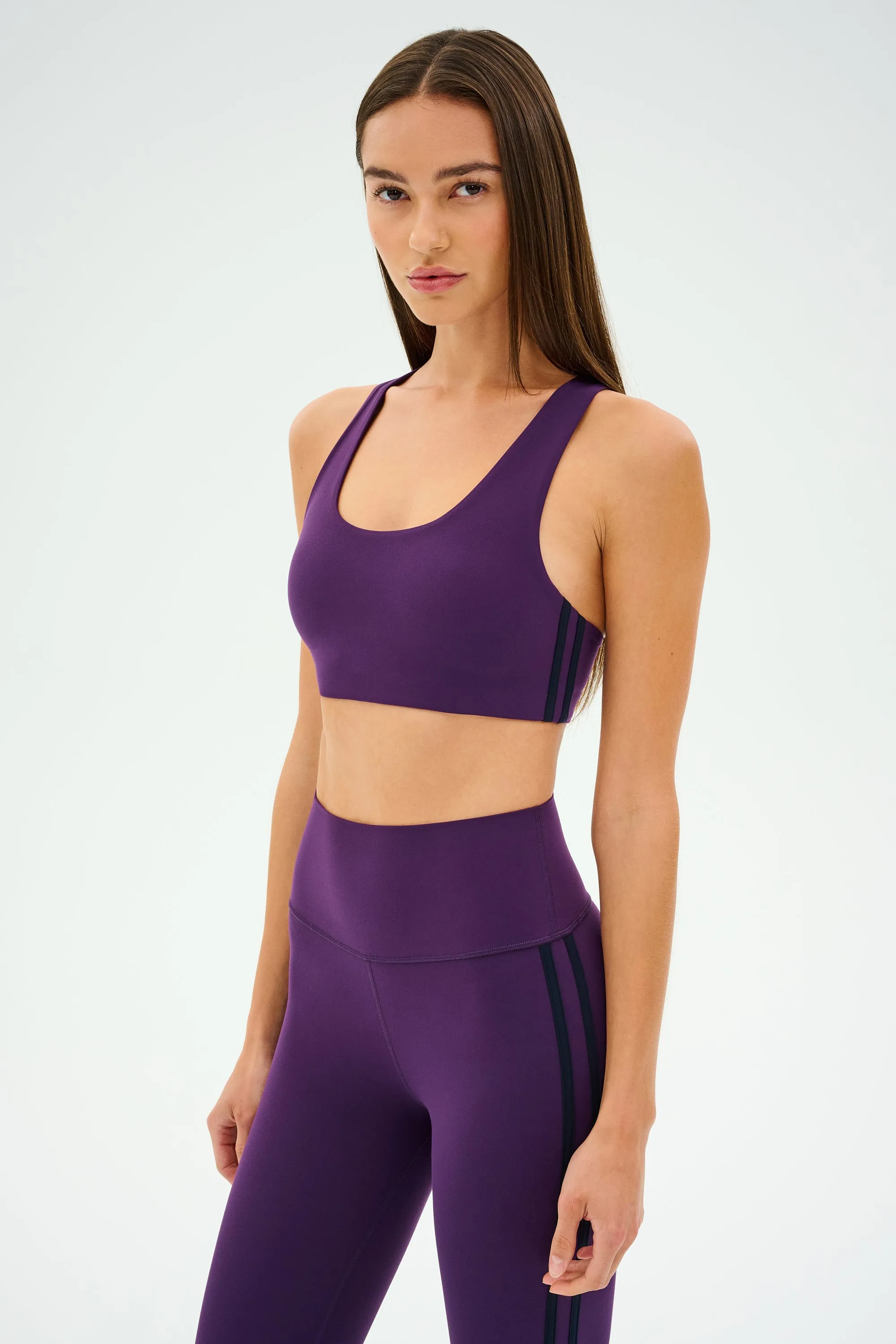 Sweat Wicking Liner Non-Restrictive Band Ella Airweight Bra - Black Currant/Indigo