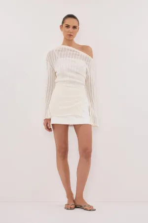 DoubleLayered Collar Layered Knit BOWIE IVORY LONG SLEEVE KNIT TOP