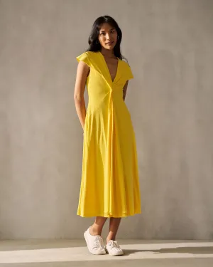 Trend Smart Sharp Fit Lillian Front Gathered Dress - Yellow