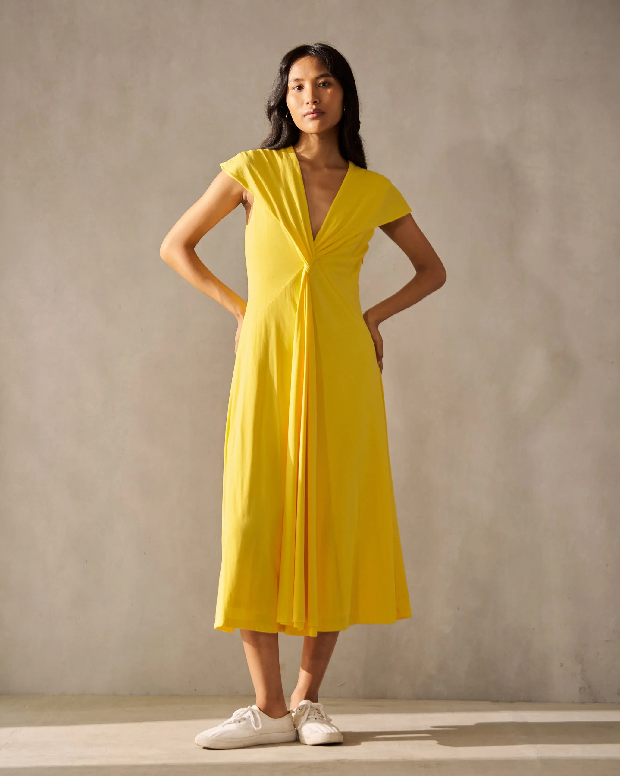 Seasonal Wear Lillian Front Gathered Dress - Yellow