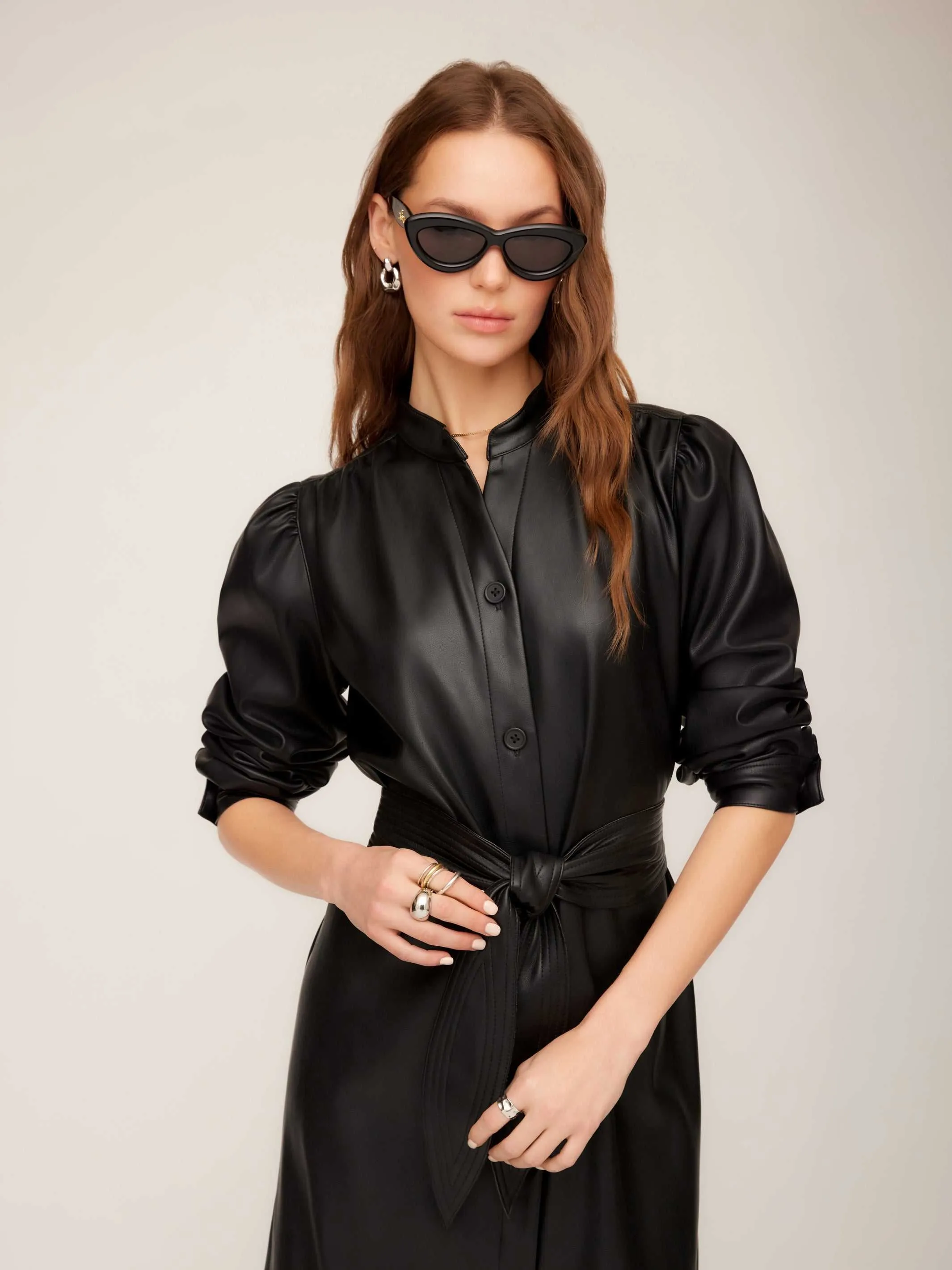 Jennifer Faux Leather Dress Stylish Look AntiPillTreatment