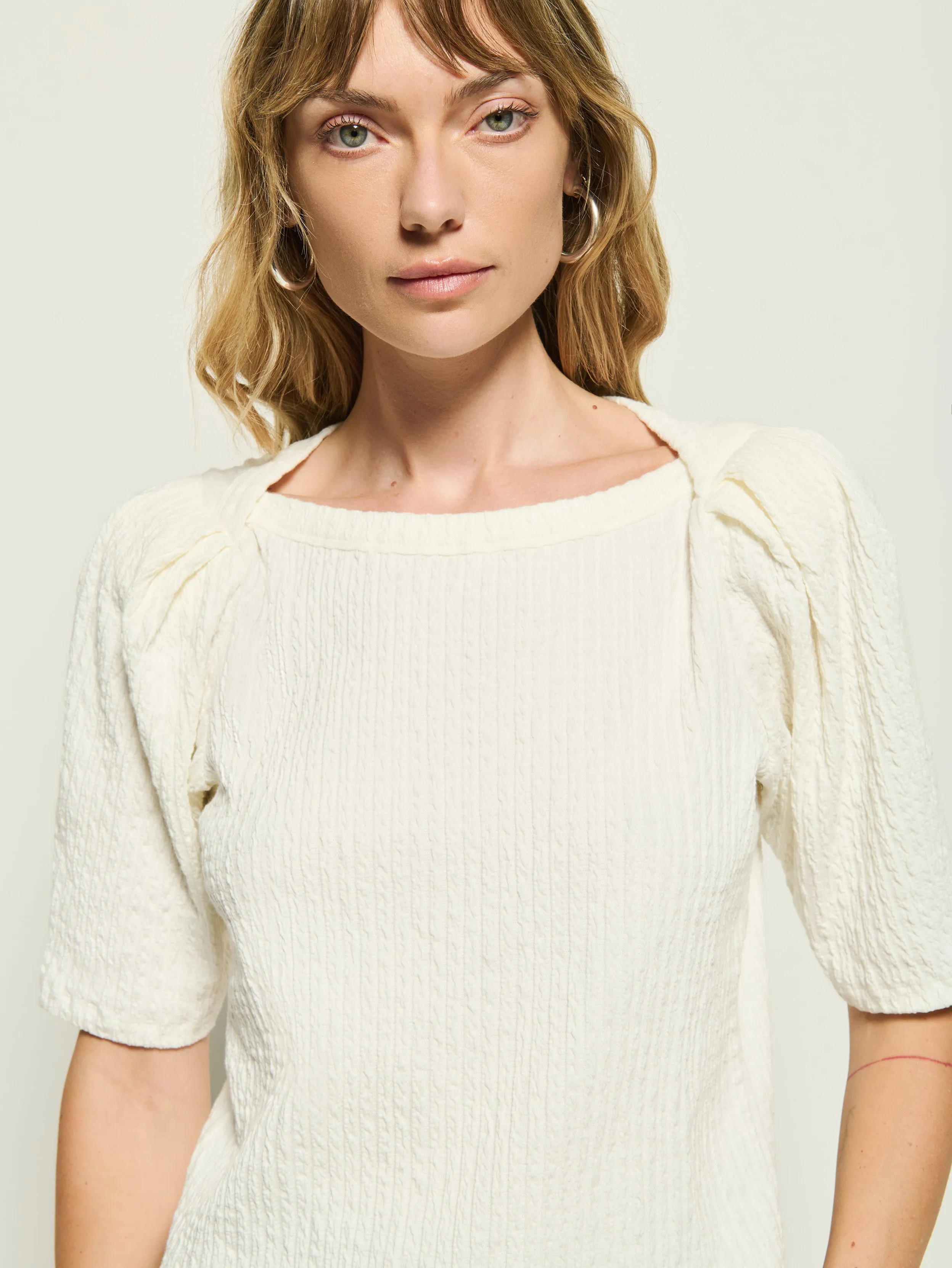 Deana Textured Tee BiodegradableMaterial Anti Pill Surface