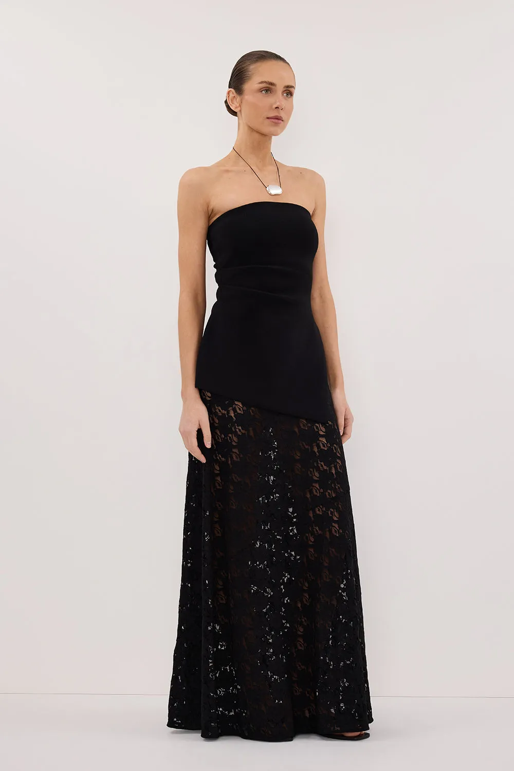 Comfort Waistline Foldable Design LOULA BLACK LACE SKIRT