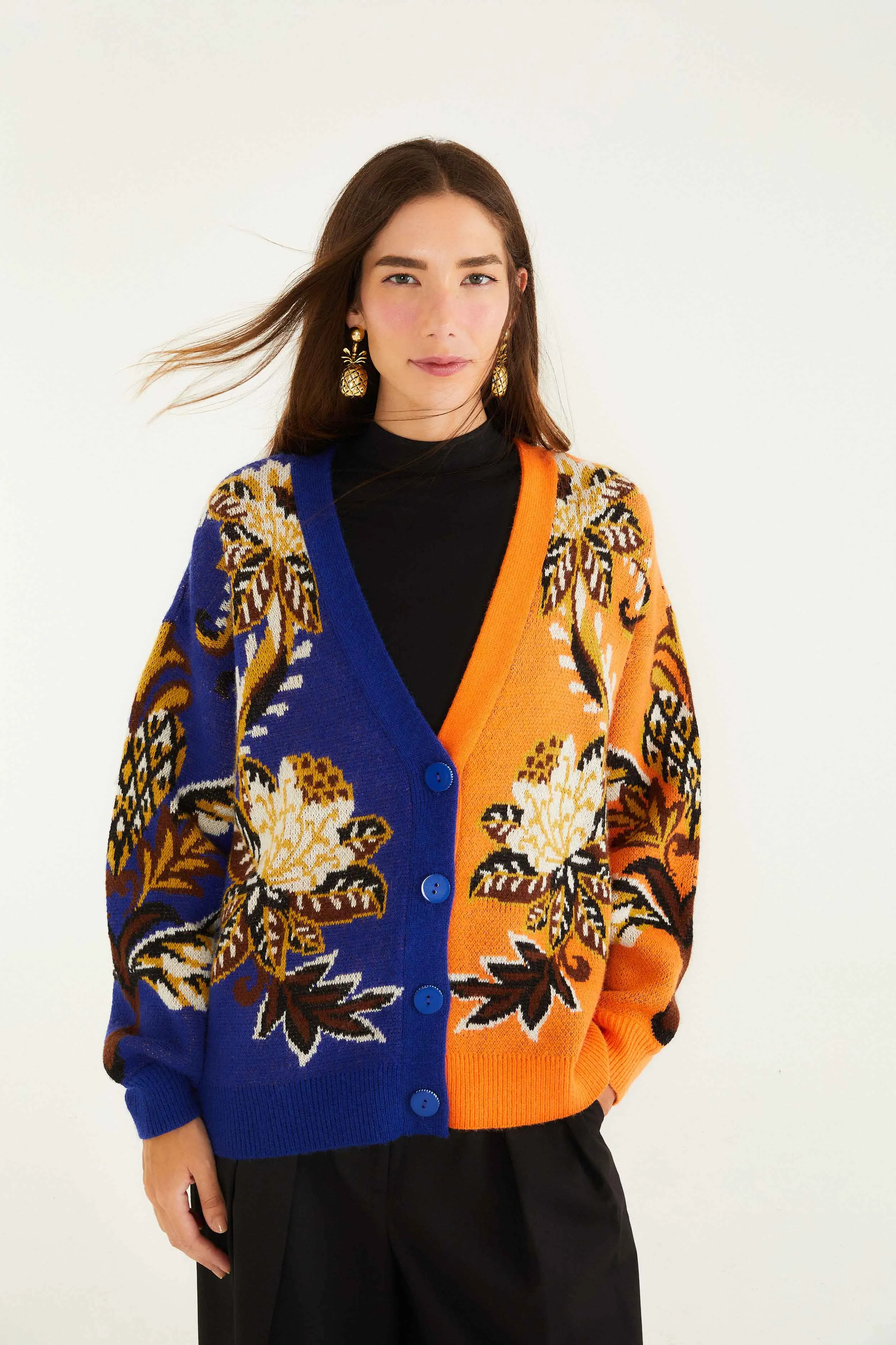 Breathable Liner Integration Mixed Arabesque Paradise Knit Cardigan