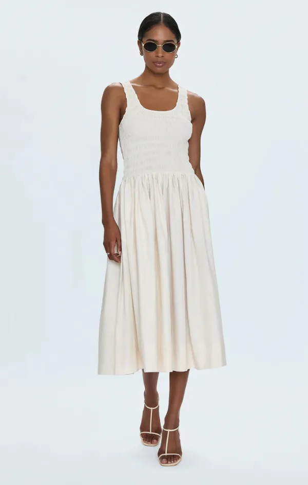 Scalloped-Edge Formal Setting Alessia Smocked Drop Waist Dress