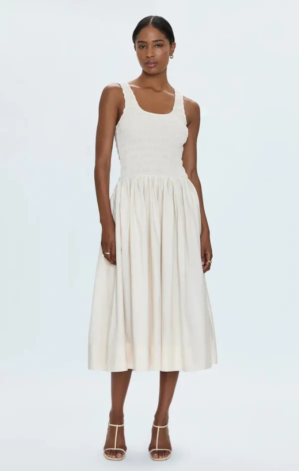 Perfect For Work Alessia Smocked Drop Waist Dress