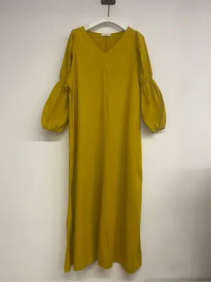 Event Mood Sora Organic Cotton Jersey and Poplin Dress in Chartreuse