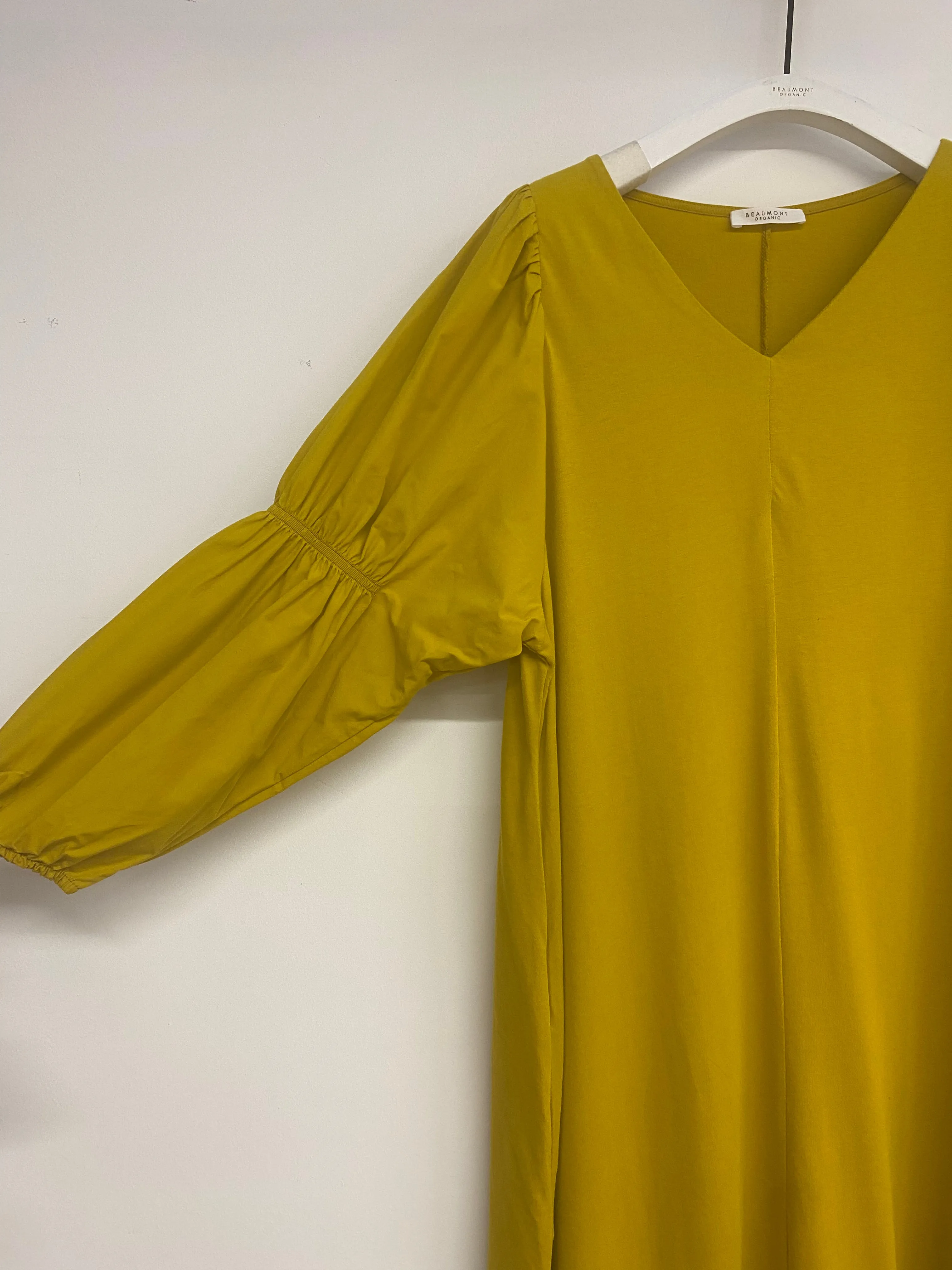 Sora Organic Cotton Jersey and Poplin Dress in Chartreuse Contemporary Style