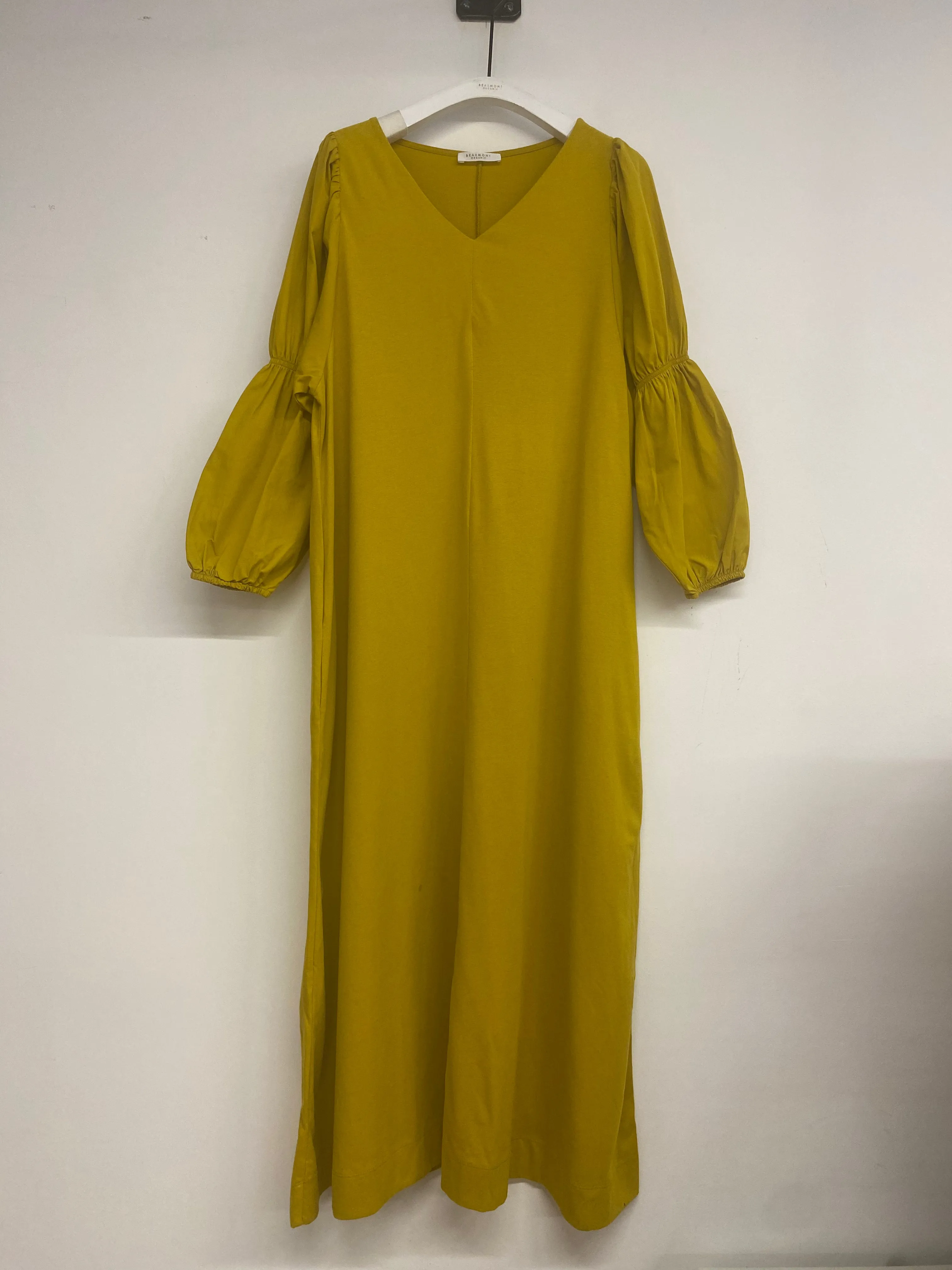 Polite Tone Sora Organic Cotton Jersey and Poplin Dress in Chartreuse