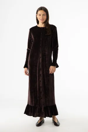 Brown Ribbed Velour Dress Trend Appeal