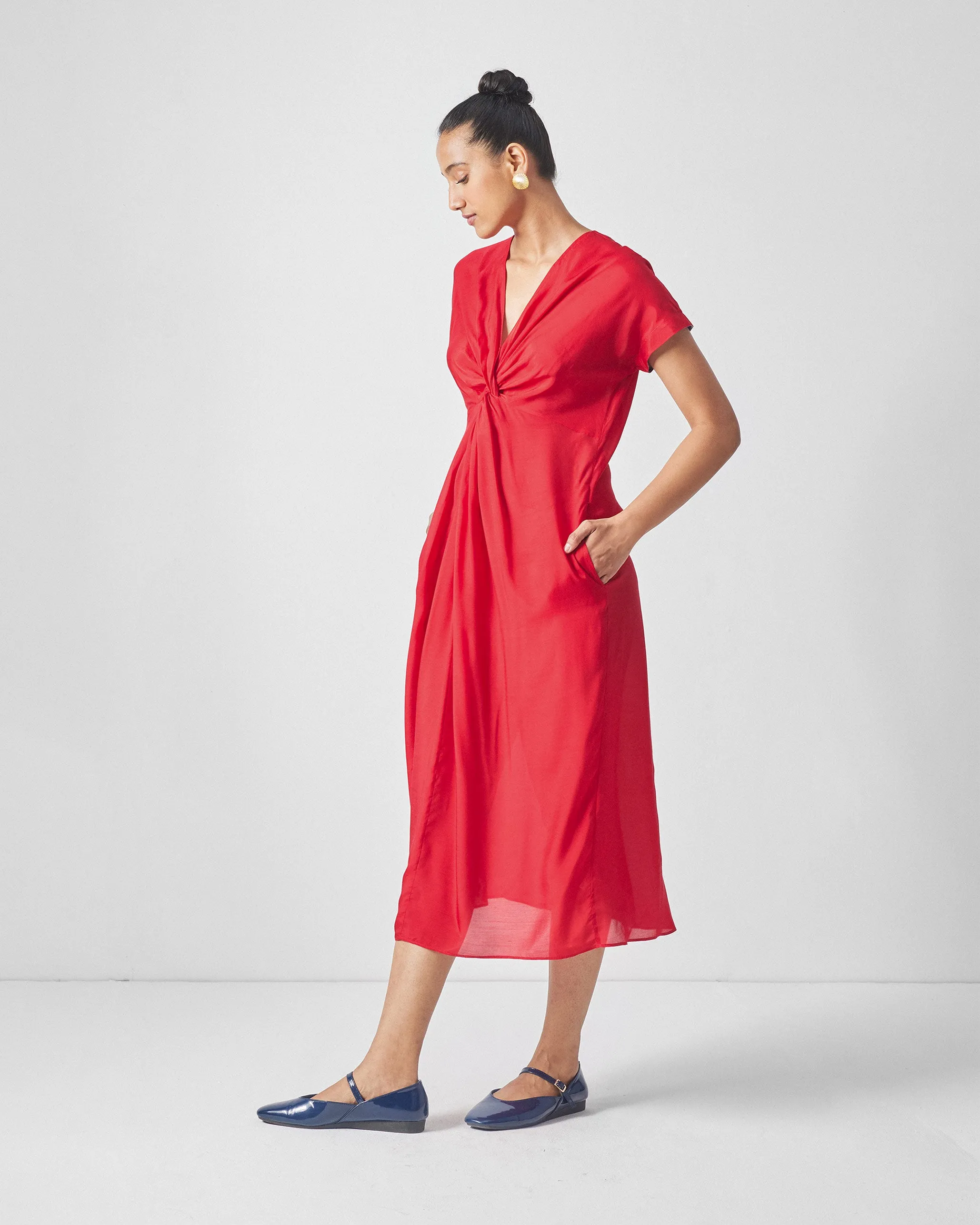 Feminine Details Geometric-pattern Heart To Heart Dress - Red