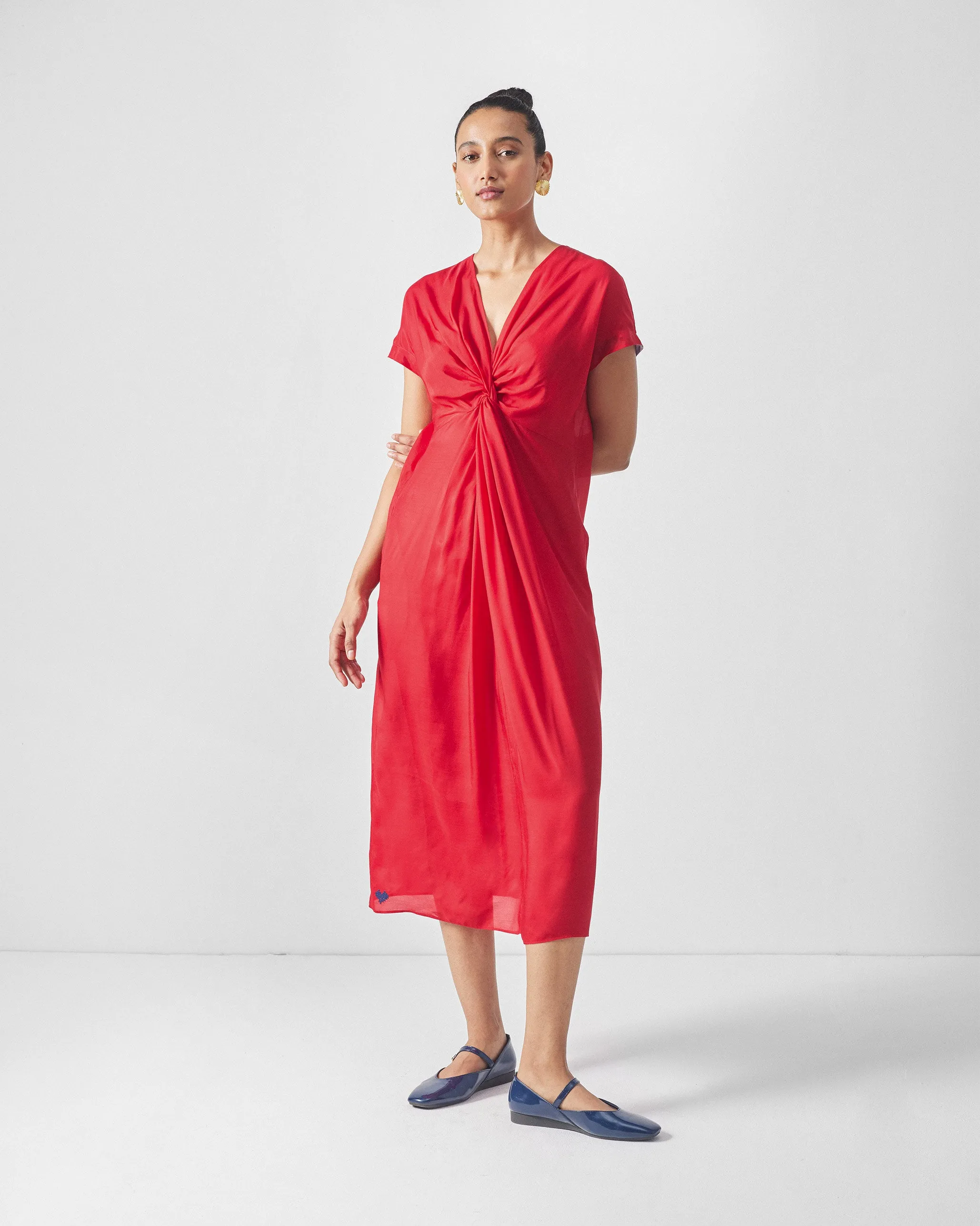 foldable Influencer-Style Heart To Heart Dress - Red