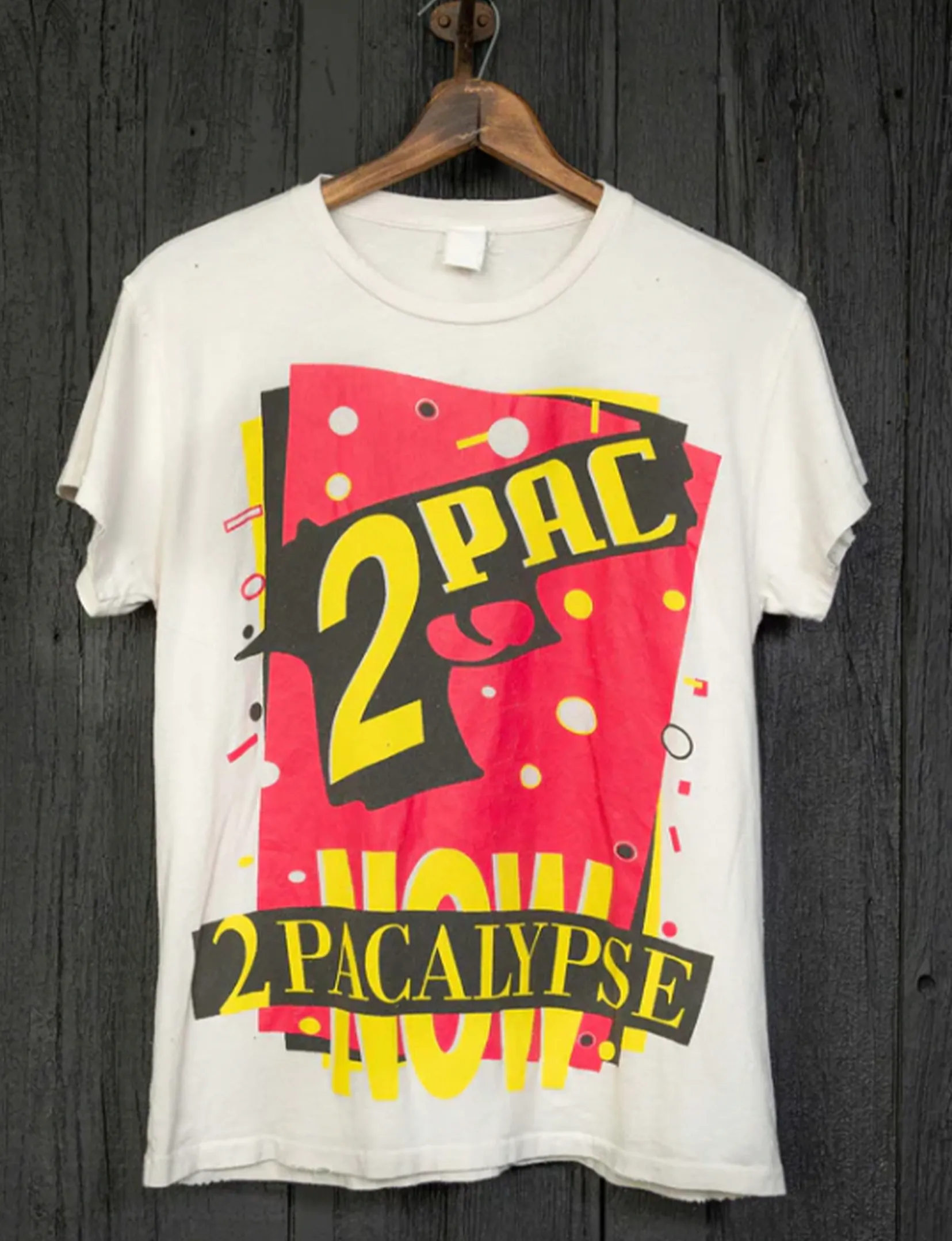 Urban Fashion Tupac Shakur 2pacalypse Now Crew Tee, Vintage White