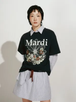 TSHIRT FLOWERMARDI JARDIN_NAVY IVORY Light Wear Perfect Comfort Wear