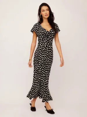 Calm Lines Chic Tailoring Waist Emmeline Tie-Front Bias Dress