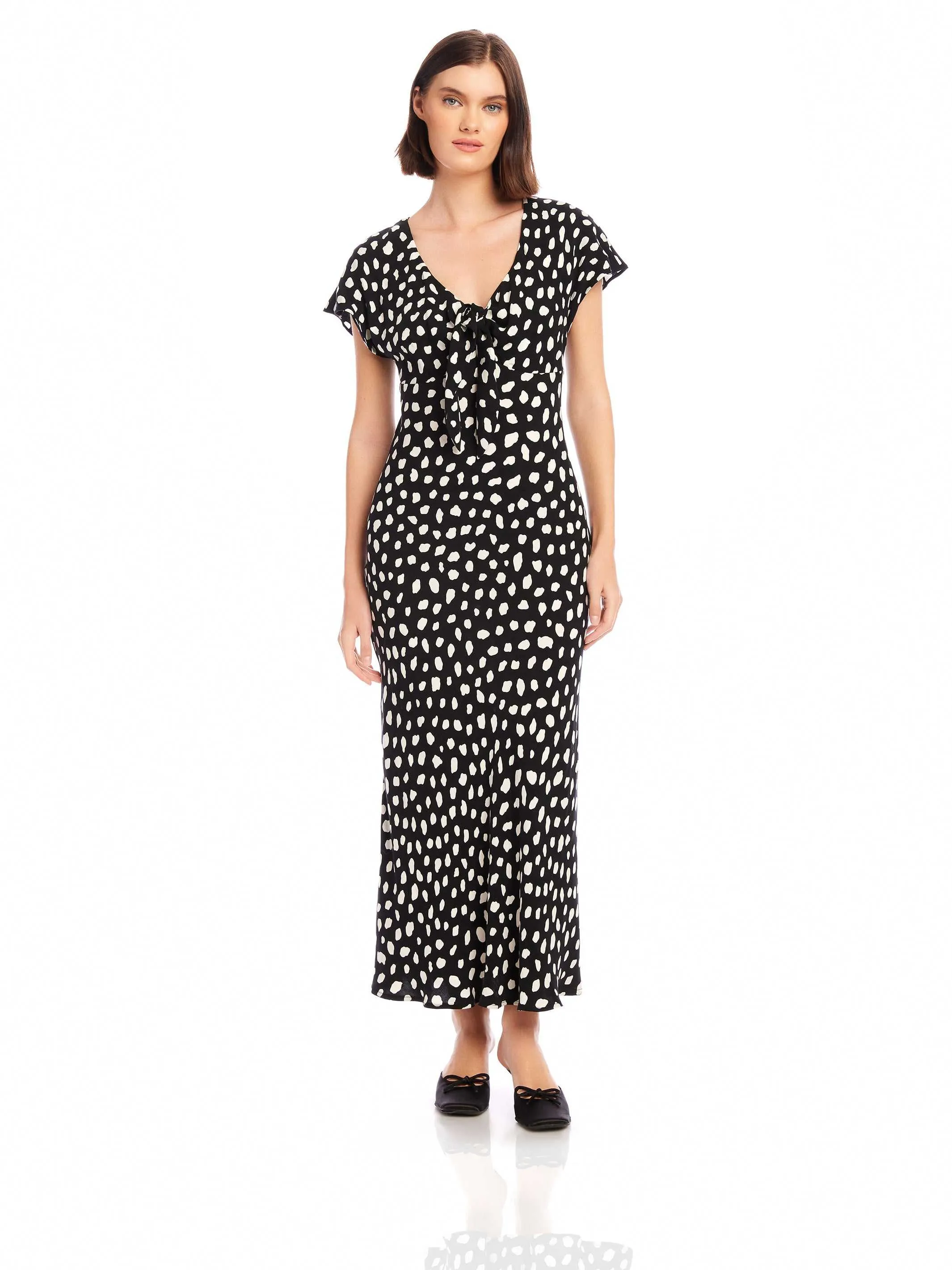 Emmeline Tie-Front Bias Dress Soft-touch daywear
