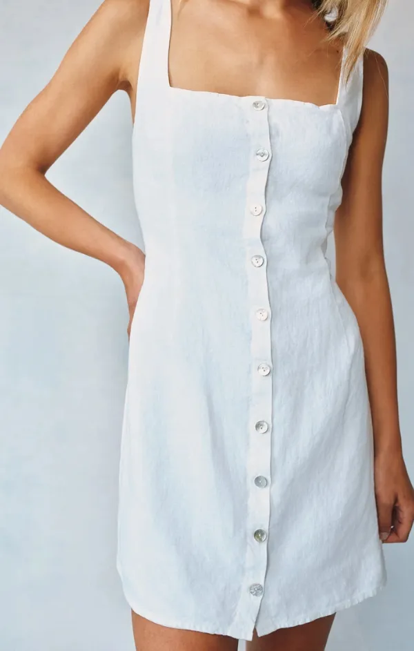 Shared Moment Square Neck Button Front Mini Dress