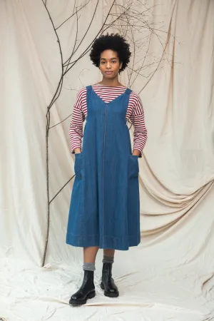 Layering Fit Summer Wardrobe Nandina-Leigh Organic Cotton Denim Dress in Mid Blue