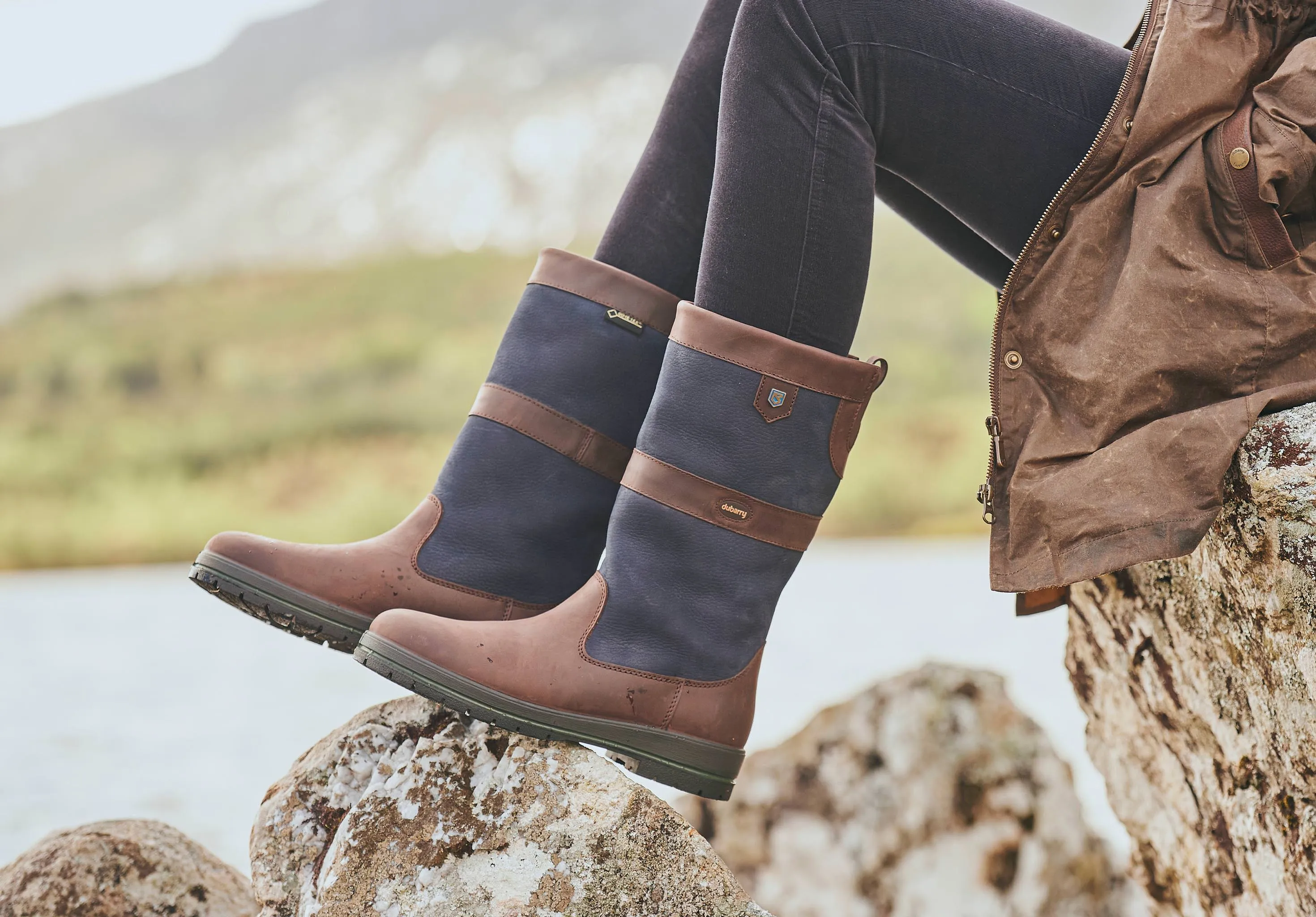 Kildare Ladies Country Boot - Navy/Brown Anti Odor Technology