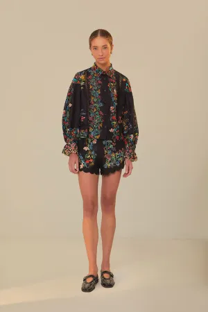 Tear Resistant Weave Black Delicate Forest Scarves Shorts