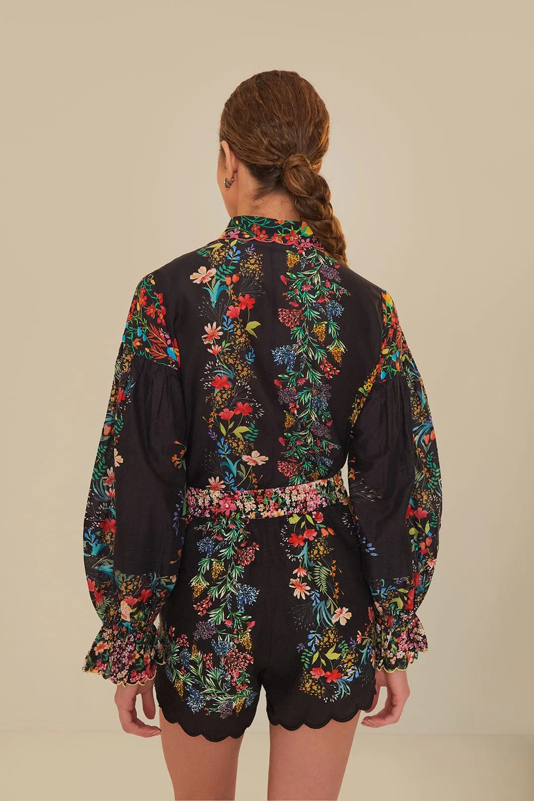 Black Delicate Forest Scarves Shorts Thermal Regulating Fabric Non Restrictive Movement