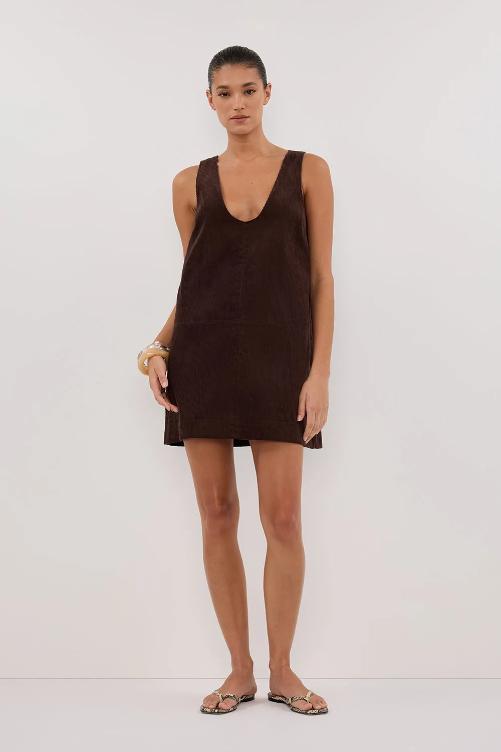 Chilly Weather Layer MILA CHOC COTTON CORDUROY MINI DRESS