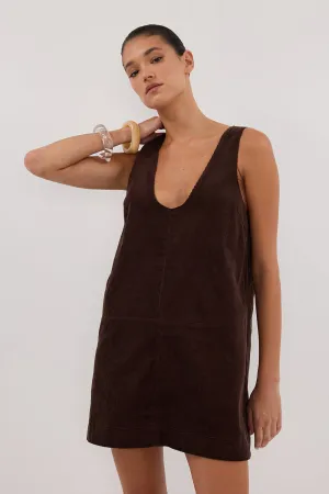 MILA CHOC COTTON CORDUROY MINI DRESS Soft Texture