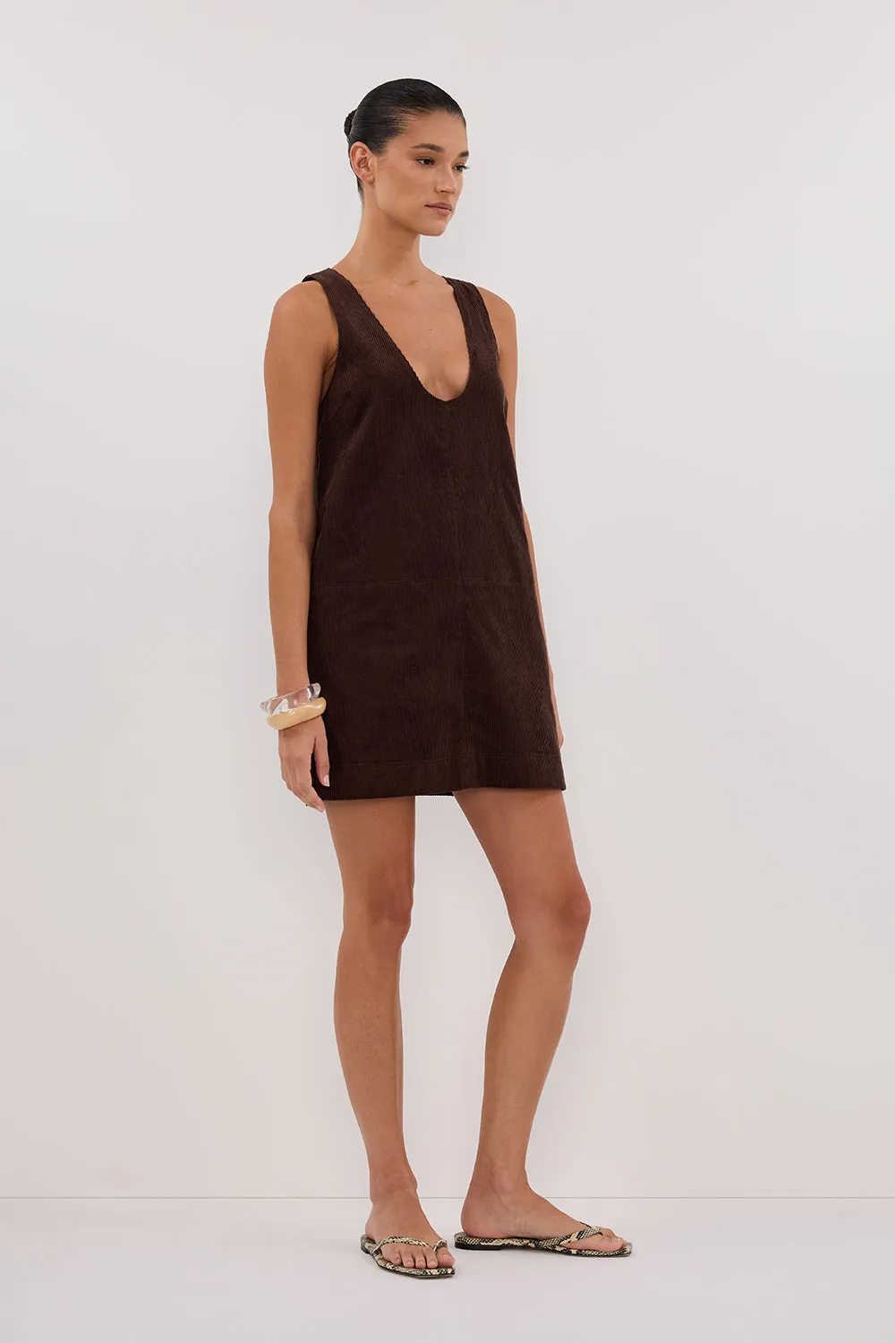 MILA CHOC COTTON CORDUROY MINI DRESS Versatile occasion dress Casual Tones