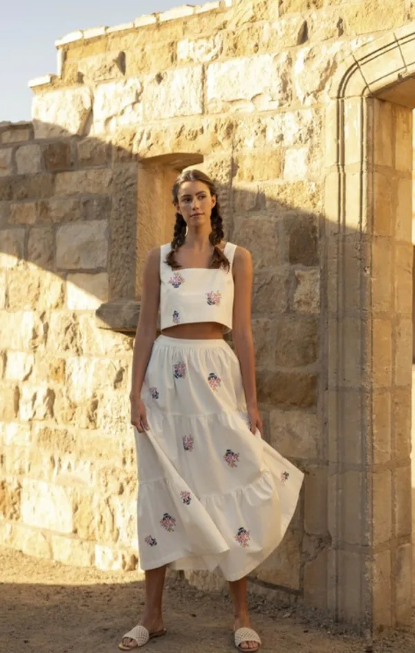 Simple yet chic gown Soft Texture Stevie Embroidered Skirt Set