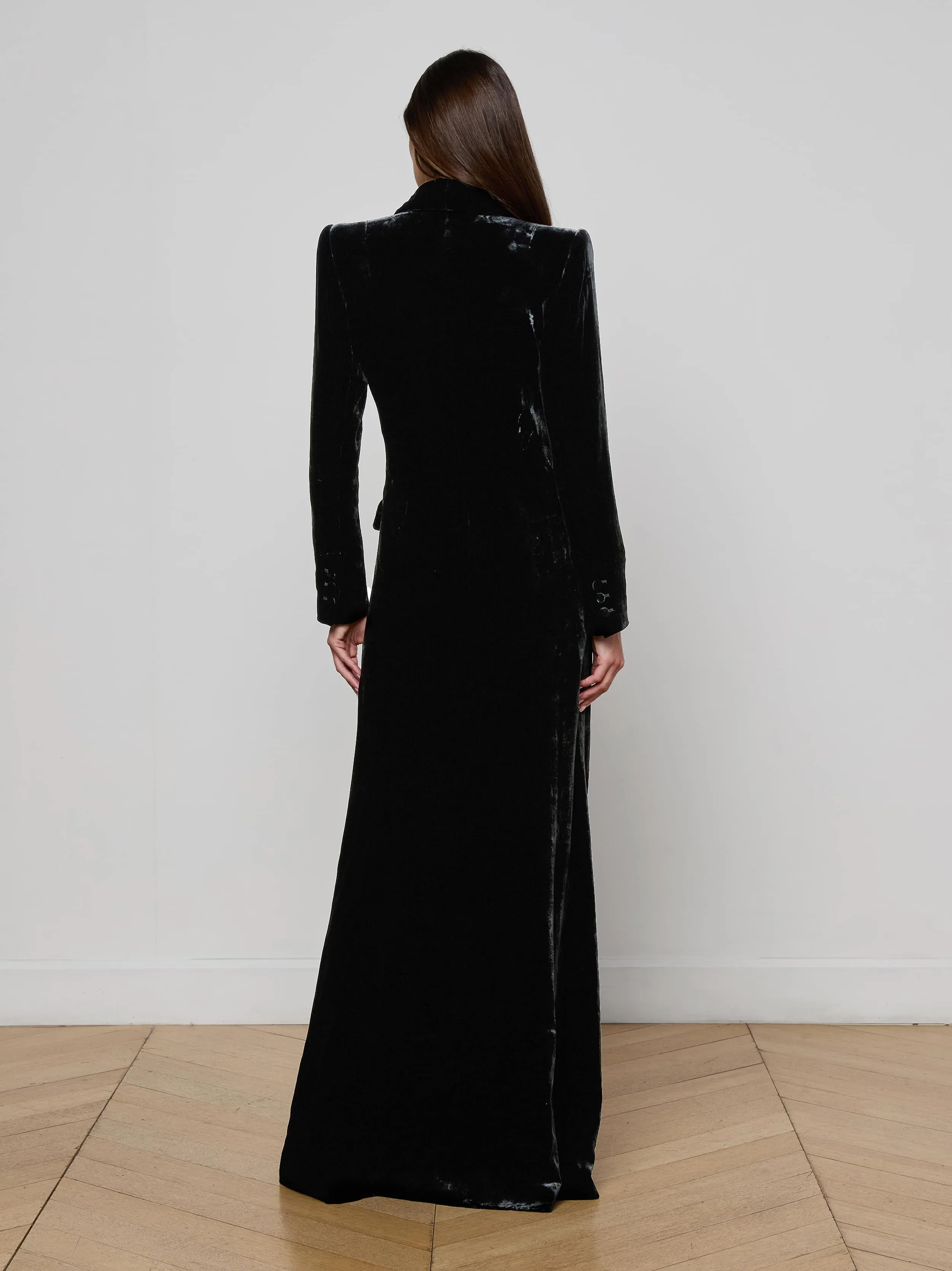 Stormi Velvet Tuxedo Maxi Dress Flattering Lines