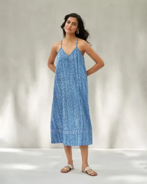 Strappy Dress - Blue Work Chic Smooth silhouette