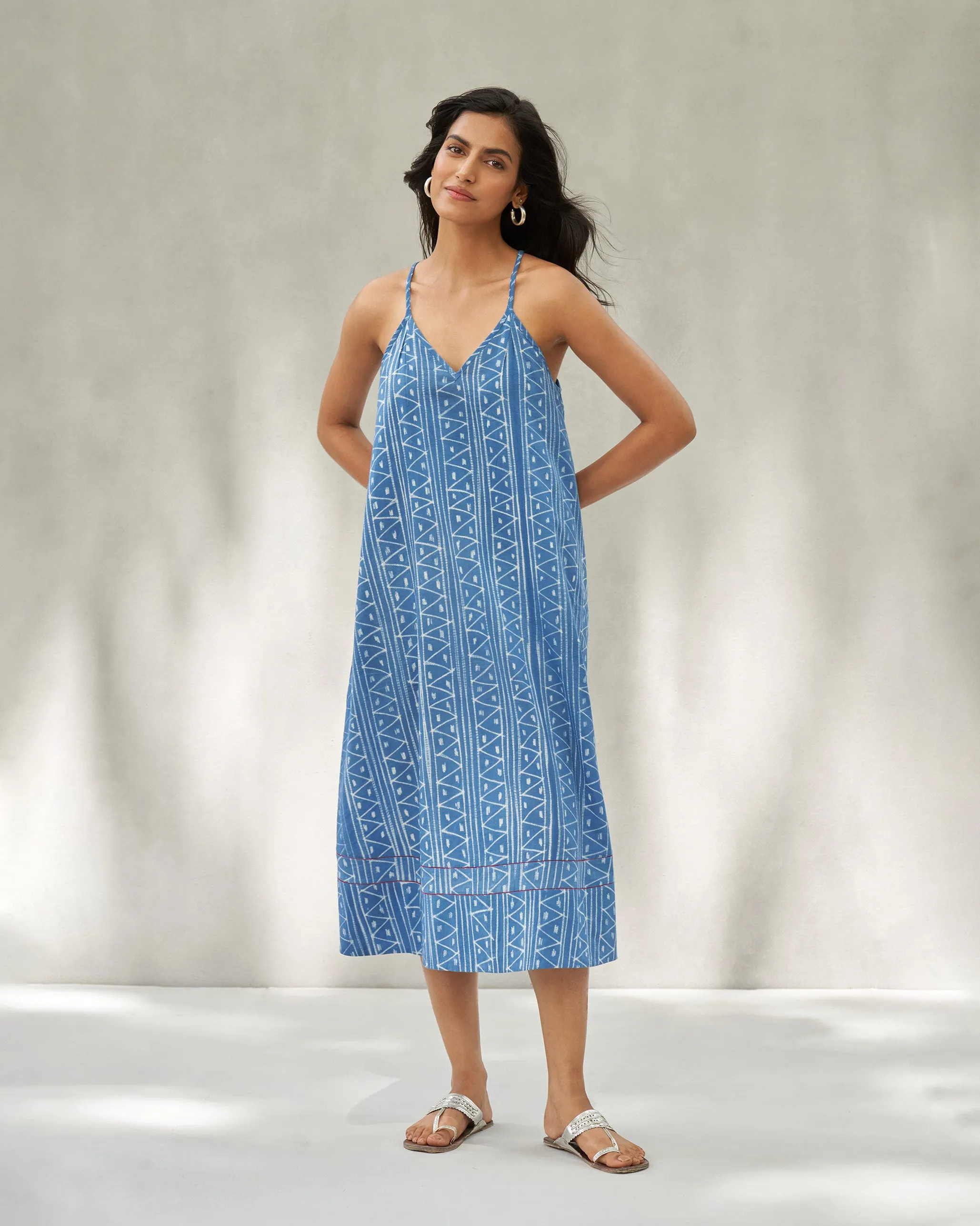 Strappy Dress - Blue Work Chic Smooth silhouette