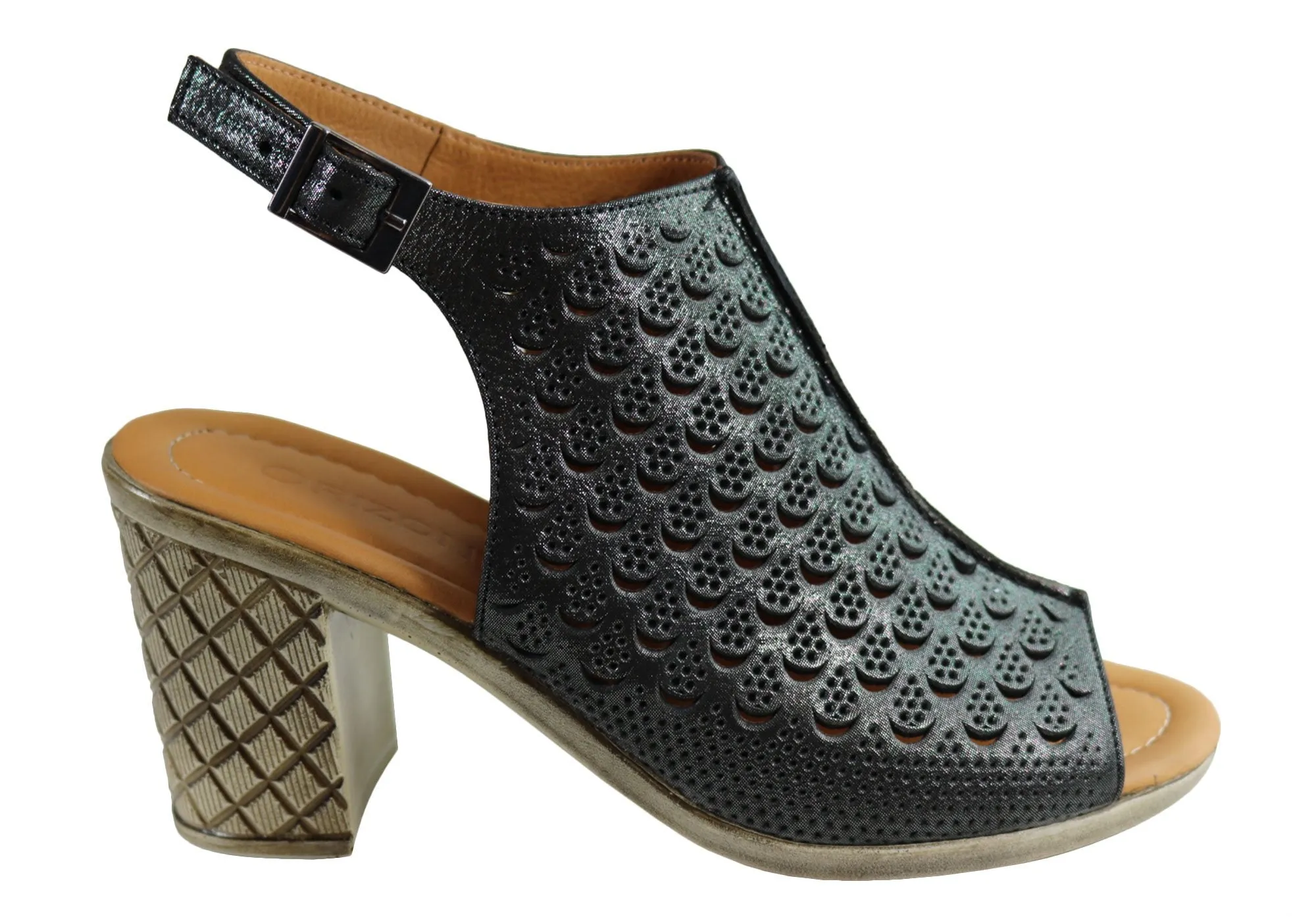 Luxury Sandals Orizonte Hana Womens European Leather Comfortable Mid Heel Sandals