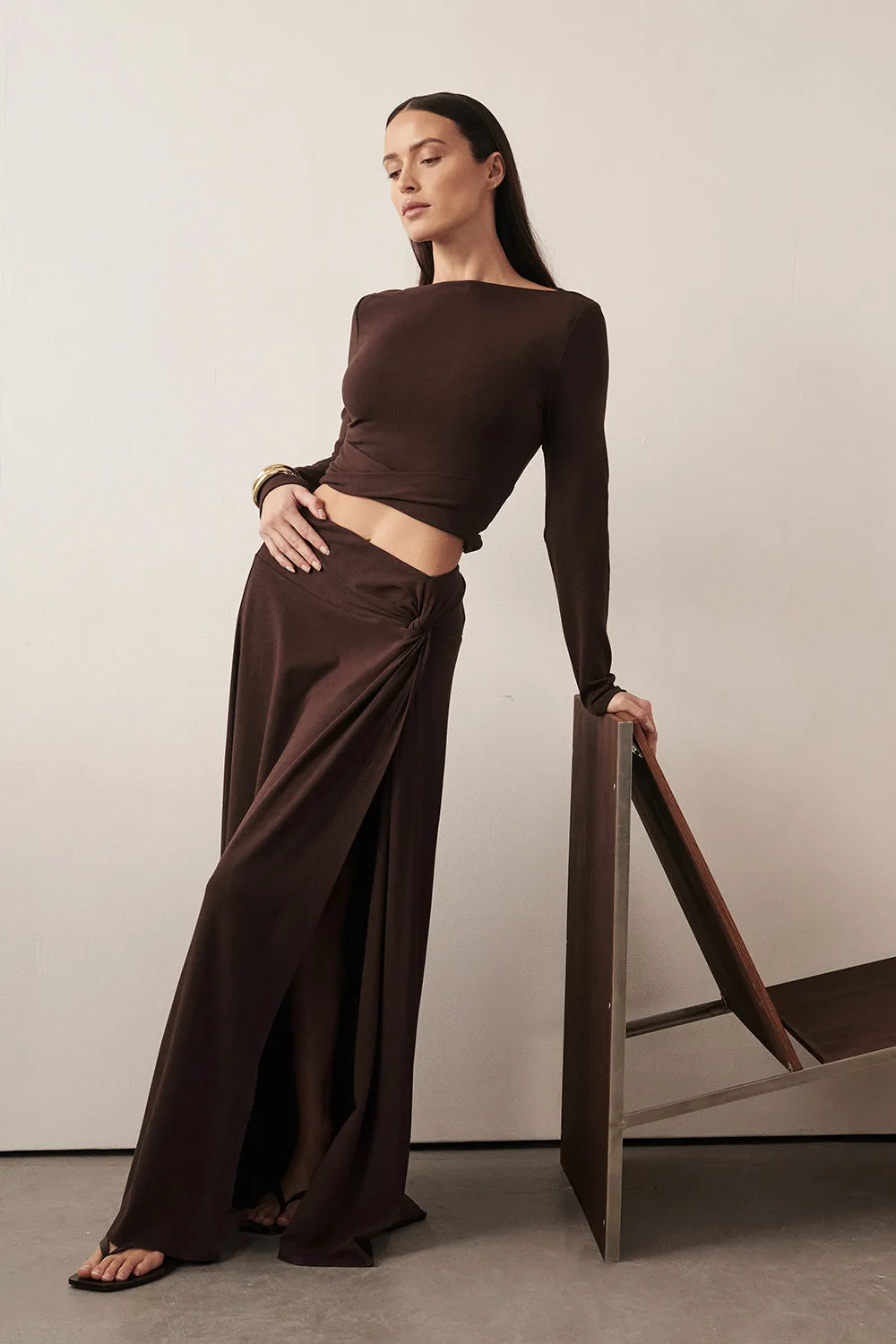 Synthetic Blend HADLEY CHOC TWIST MIDI SKIRT