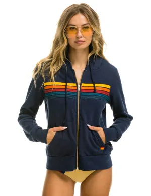 5 Stripe Zip Hoodie, Navy/Multi Water Resistant Coat Transition Wear