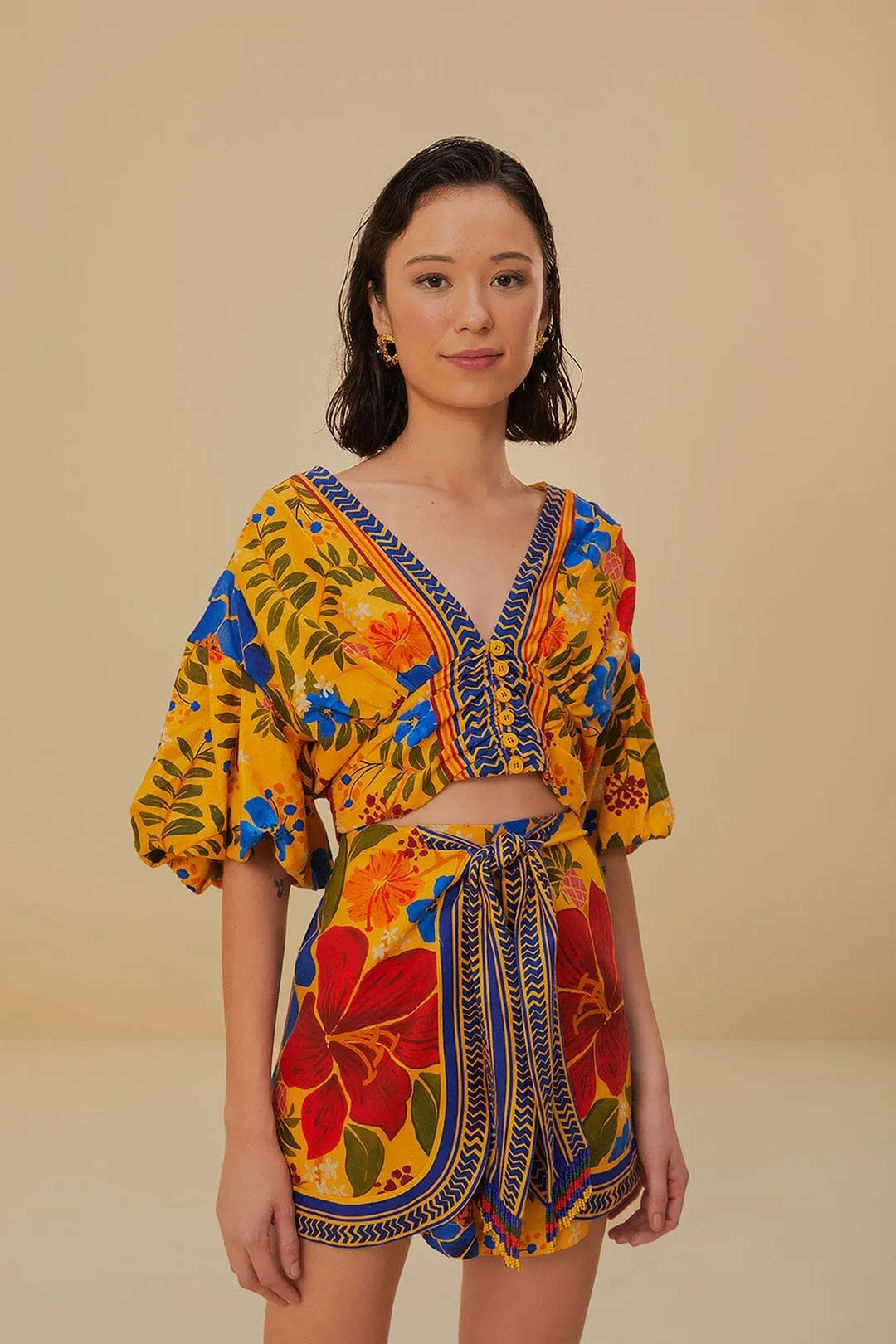 Seamless construction Stretch Fit Design Yellow Floral Yard Lenzing? Ecovero? Euroflax? Shorts