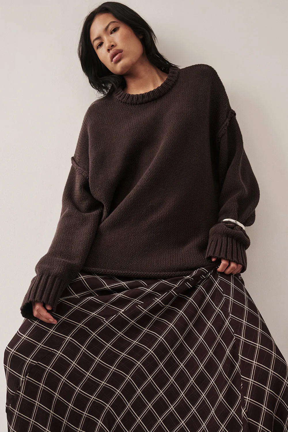 Layer Option ROY CHOC OVERSIZED LONGLINE KNIT JUMPER