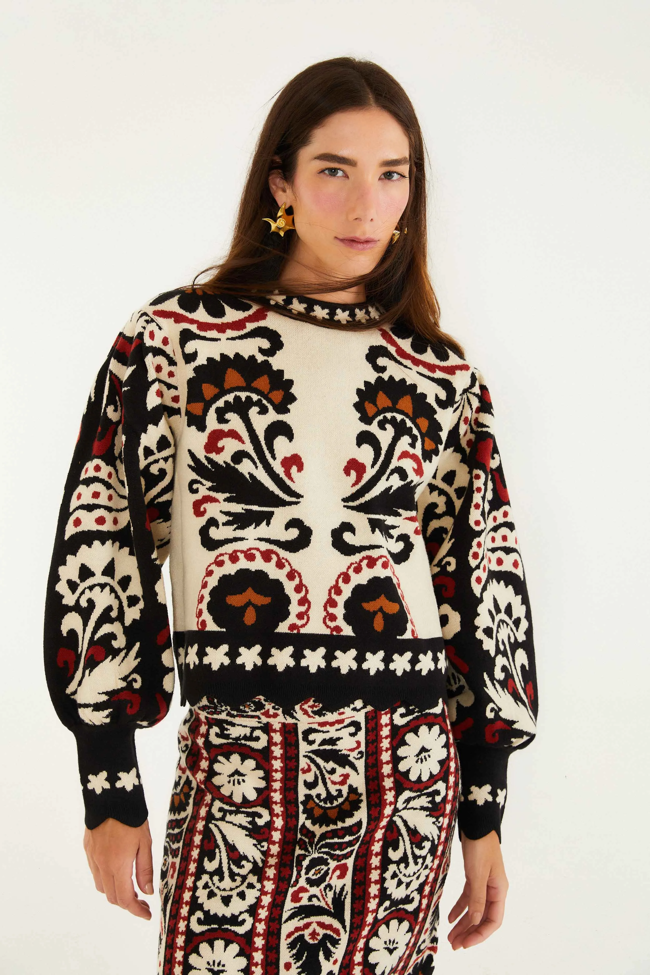 Stripes Winter Tapestry Knit Sweater Temperature Regulating