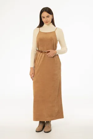 Camel Microsuede Maxi Jumper Form Flow