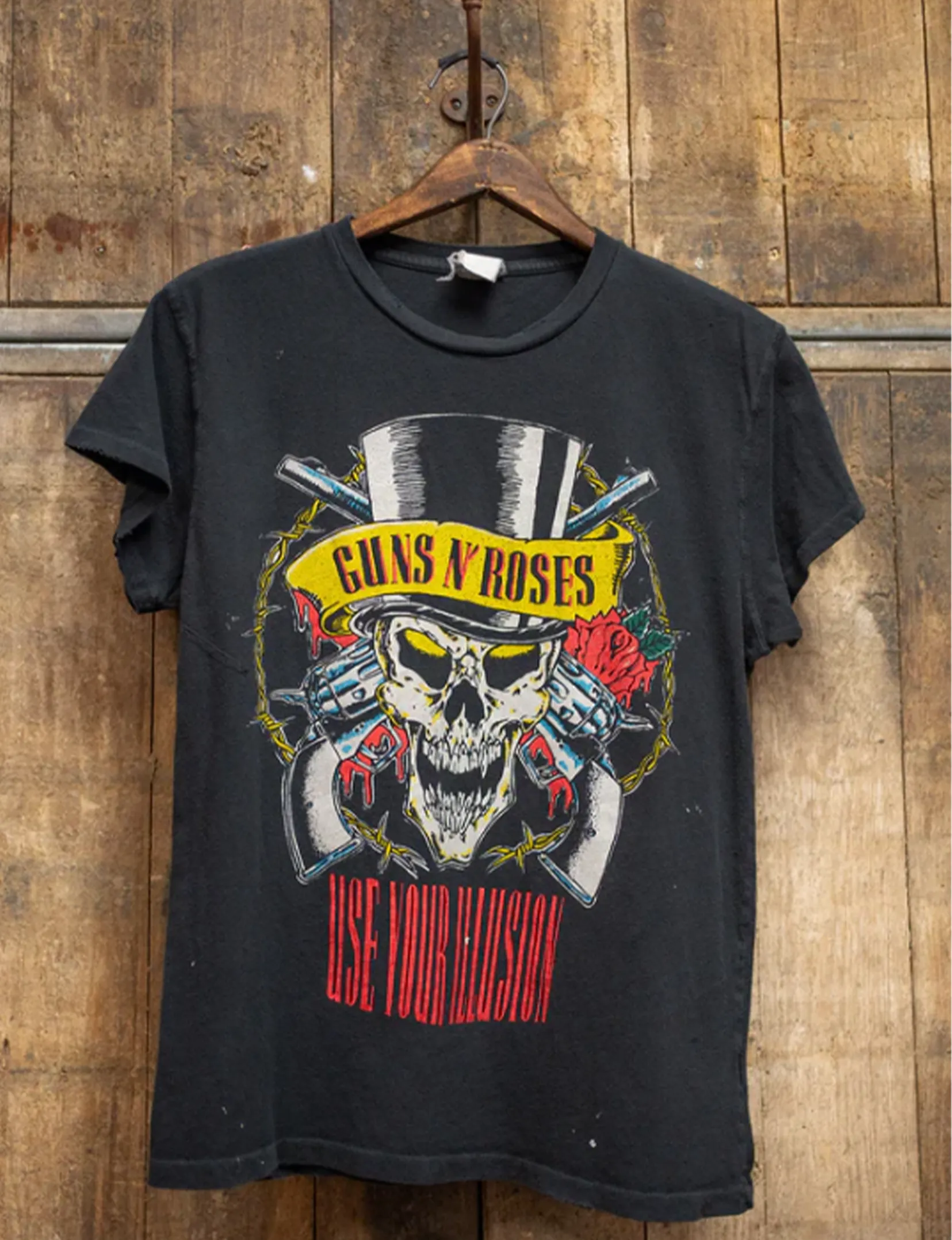 Guns N Roses Use Your Illusion Crew Tee, Coal Organic Cotton Construction Formal Occasion