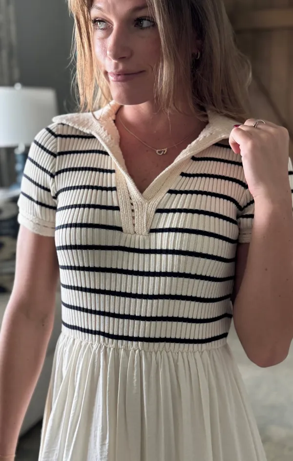 Helm Polo Twofer Dress Thermal-Lined Contemporary Layer