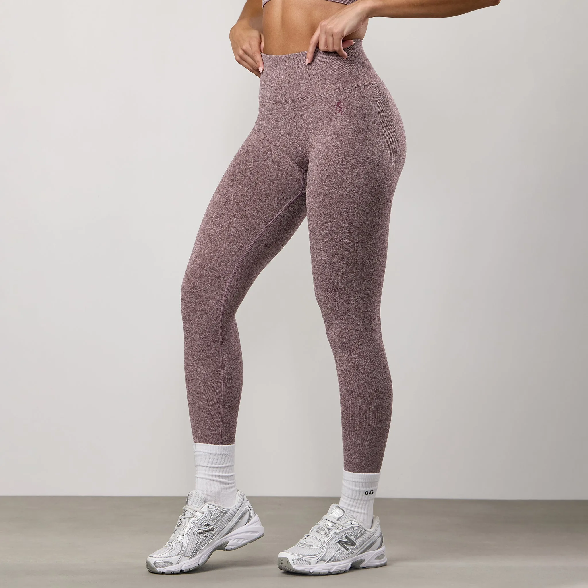 Gym King Sculpt Marl Legging - Grape Premium Comfort Mesh Panel Outdoor Running