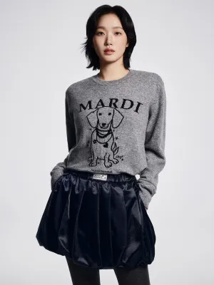 Daily Piece Modern Comfort CASHMERE CREW NECK SWING THE TAIL DDANJI PEARL NECKLACE_GREY BLACK