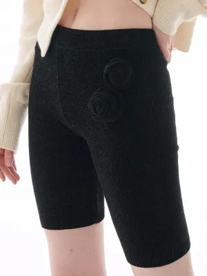 KNIT BERMUDA PANTS ROSE_BLACK MultiDirectional Elasticity Elastic hem