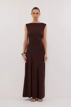 HADLEY CHOC SLEEVELESS KNIT MAXI DRESS Belt Waist