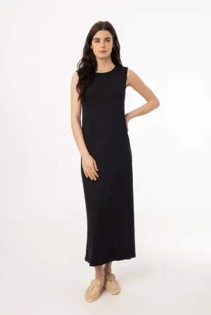 Black Ribbed Maxi Jumper Water-Repellent-Finish